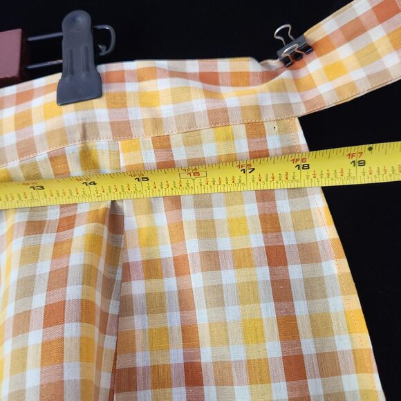OOAK Half Apron Vintage Kitchen Brown Plaid with Contrasting Chevron Border VTG - Picture 4 of 9